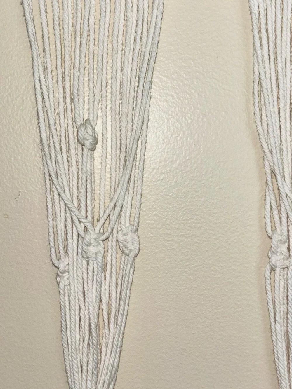 Handmade Macrame Wall Hanging Plant Holder in Natural Cream